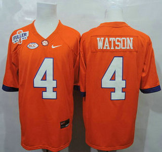 Clemson Tigers #4 Deshaun Watson Orange College Football Jersey With Steve Fuller Patch