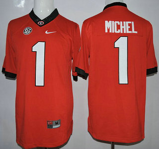 Georgia Bulldogs #1 Sony Michel Red 2015 College Football Nike Limited Jersey