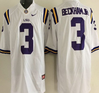 LSU Tigers #3 Odell Beckham Jr. White 2015 College Football Nike Limited Jersey