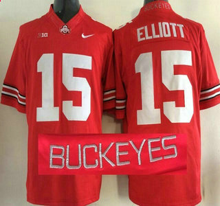 Ohio State Buckeyes #15 Ezekiel Elliott Red 2015 College Football Nike Limited Jersey