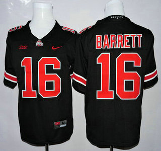 Ohio State Buckeyes #16 J.T. Barrett Black With Red College Football Nike Limited Jersey
