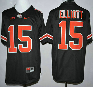 Ohio State Buckeyes #15 Ezekiel Elliott Black With Orange College Football Nike Limited Jersey