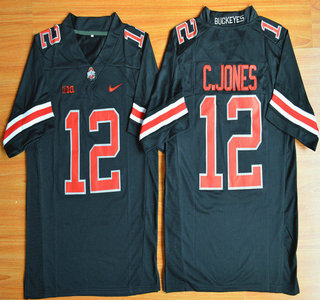 Ohio State Buckeyes #12 Cardale Jones Black With Red 2015 College Football Nike Limited Jersey