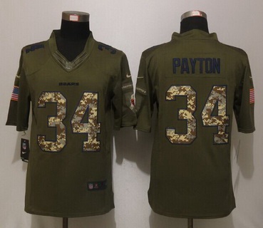 Men's Chicago Bears #34 Walter Payton Green Salute To Service 2015 NFL Nike Limited Jersey
