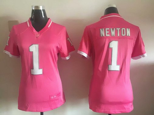 Women's Carolina Panthers #1 Cam Newton Pink Bubble Gum 2015 NFL Jersey