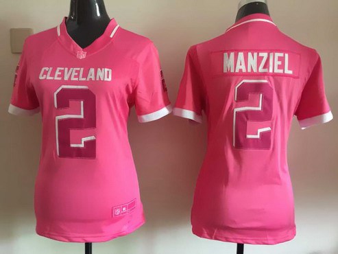 Women's Cleveland Browns #2 Johnny Manziel Pink Bubble Gum 2015 NFL Jersey