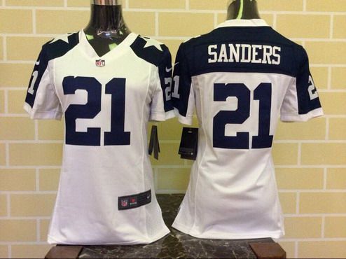 Women's Dallas Cowboys #21 Deion Sanders White Thanksgiving Retired Player NFL Nike Game Jersey