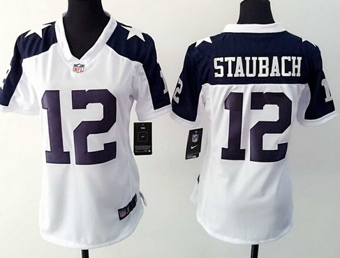 Women's Dallas Cowboys #12 Roger Staubach White Retired Player NFL Nike Game Jersey