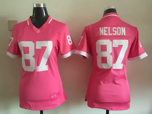 Women's Green Bay Packers #87 Jordy Nelson Pink Bubble Gum 2015 NFL Jersey