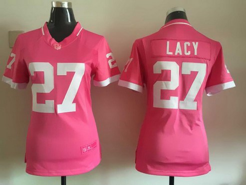 Women's Green Bay Packers #27 Eddie Lacy Pink Bubble Gum 2015 NFL Jersey