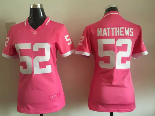 Women's Green Bay Packers #52 Clay Matthews Pink Bubble Gum 2015 NFL Jersey