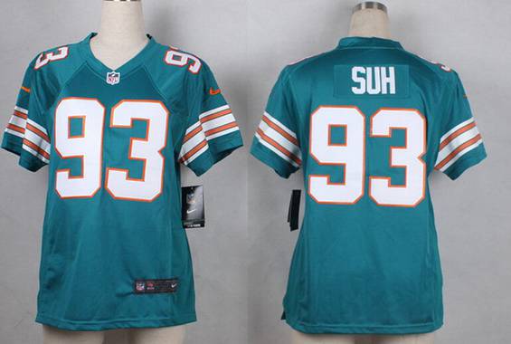 Women's Miami Dolphins #93 Ndamukong Suh Aqua Green Alternate 2015 NFL Nike Game Jersey
