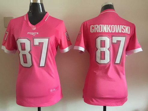 Women's New England Patriots #87 Rob Gronkowski Pink Bubble Gum 2015 NFL Jersey