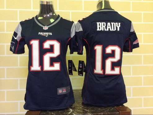 Women's New England Patriots #12 Tom Brady Navy Blue Team Color 2015 NFL Nike Game Jersey