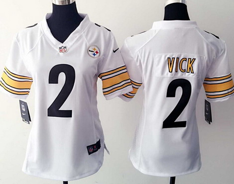 Women's Pittsburgh Steelers #2 Michael Vick White Road NFL Nike Game Jersey
