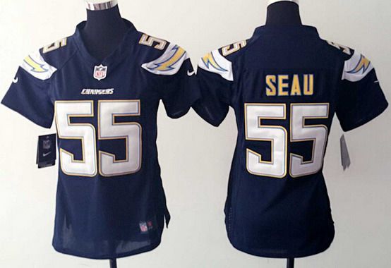 Women's San Diego Chargers #55 Junior Seau Navy Blue Retired Player NFL Nike Game Jersey