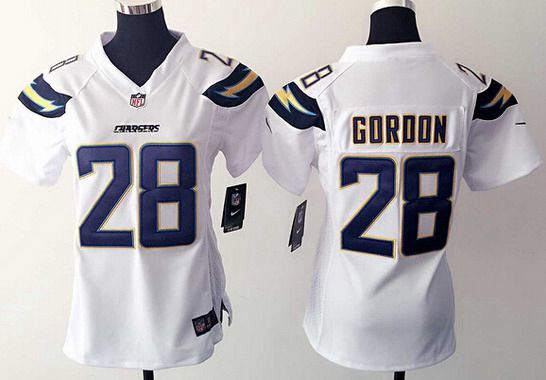 Women's San Diego Chargers #28 Melvin Gordon White Road NFL Nike Game Jersey
