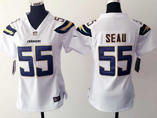 Women's San Diego Chargers #55 Junior Seau White Retired Player NFL Nike Game Jersey