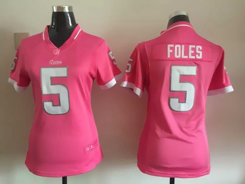 Women's St. Louis Rams #5 Nick Foles Pink Bubble Gum 2015 NFL Jersey