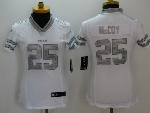 Women's Buffalo Bills #25 LeSean McCoy White Platinum NFL Nike Limited Jersey