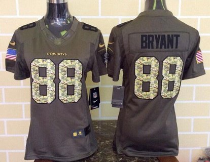 Women's Dallas Cowboys #88 Dez Bryant Green Salute To Service 2015 NFL Nike Limited Jersey
