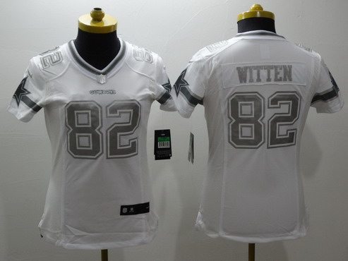 Women's Dallas Cowboys #82 Jason Witten White Platinum NFL Nike Limited Jersey