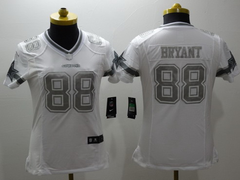 Women's Dallas Cowboys #88 Dez Bryant White Platinum NFL Nike Limited Jersey