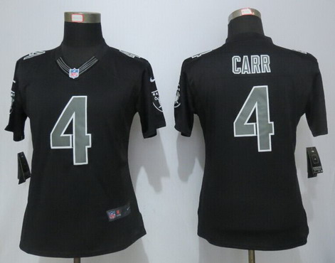 Women's Oakland Raiders #4 Derek Carr Black Impact NFL Nike Limited Jersey