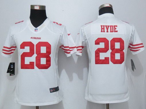 Women's San Francisco 49ers #28 Carlos Hyde White Road NFL Nike Limited Jersey