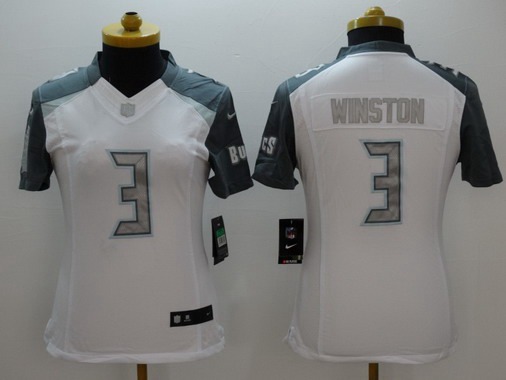 Women's Tampa Bay Buccaneers #3 Jameis Winston White Platinum NFL Nike Limited Jersey