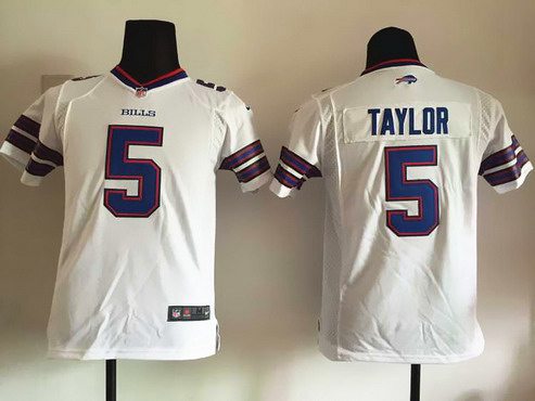 Youth Buffalo Bills #5 Tyrod Taylor White Road NFL Nike Game Jersey