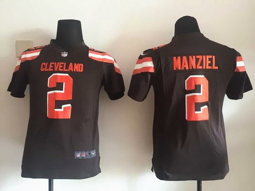 Youth Cleveland Browns #2 Johnny Manziel Brown Team Color 2015 NFL Nike Game Jersey