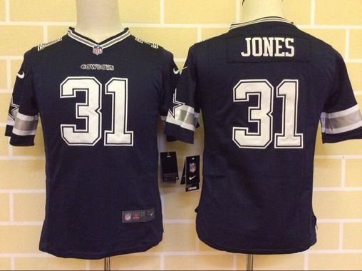 Youth Dallas Cowboys #31 Byron Jones Navy Blue Team Color NFL Nike Game Jersey