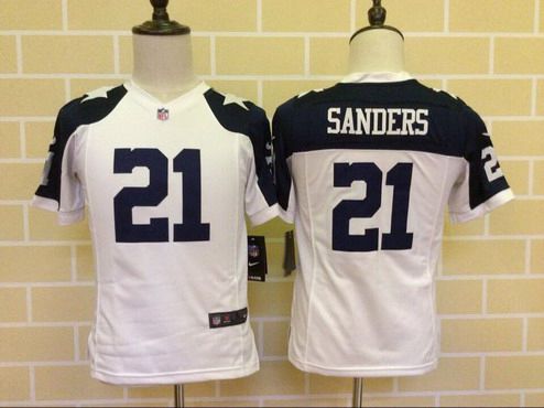 Youth Dallas Cowboys #21 Deion Sanders White Thanksgiving Retired Player NFL Nike Game Jersey
