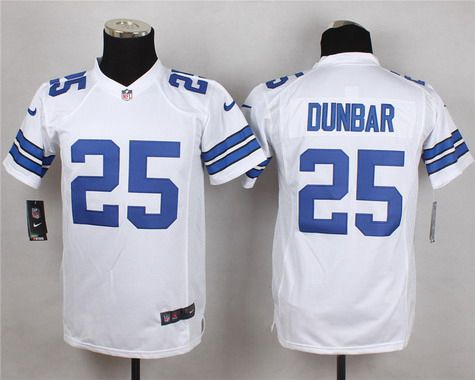 Youth Dallas Cowboys #25 Lance Dunbar White Road NFL Nike Game Jersey