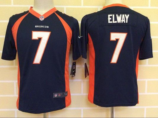 Youth Denver Broncos #7 John Elway Navy Blue Retired Player NFL Nike Game Jersey