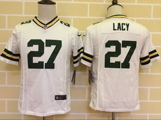 Youth Green Bay Packers #27 Eddie Lacy Nike White Game Jersey