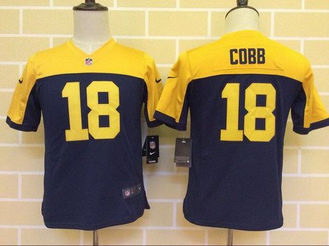 Youth Green Bay Packers #18 Randall Cobb Navy Blue Gold Alternate NFL Nike Game Jersey