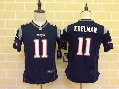 Youth New England Patriots #11 Julian Edelman Navy Blue Team Color 2015 NFL Nike Game Jersey