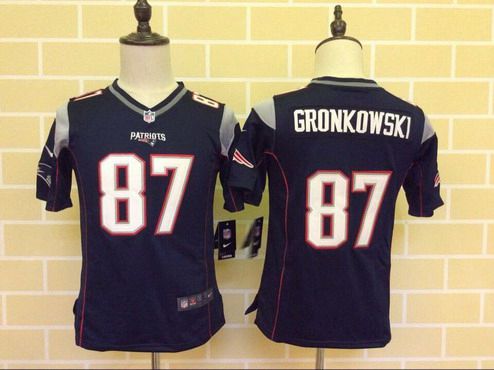 Youth New England Patriots #87 Rob Gronkowski Navy Blue Team Color 2015 NFL Nike Game Jersey