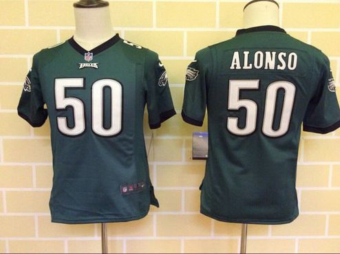 Youth Philadelphia Eagles #50 Kiko Alonso Midnight Green Team Color NFL Nike Game Jersey