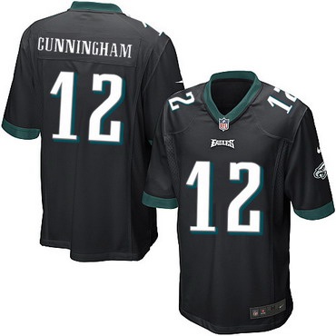 Youth Philadelphia Eagles #12 Randall Cunningham Black Retired Player NFL Nike Game Jersey