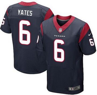 Men's Houston Texans #6 T. J. Yates Navy Blue Team Color NFL Nike Elite Jersey
