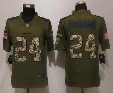 Men's Atlanta Falcons #24 Devonta Freeman Green Salute To Service 2015 NFL Nike Limited Jersey