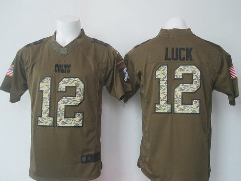 Men's Indianapolis Colts #12 Andrew Luck Green Salute To Service 2015 NFL Nike Limited Jersey