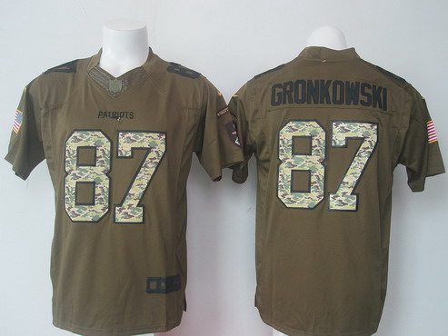 Men's New England Patriots #87 Rob Gronkowski Green Salute To Service 2015 NFL Nike Limited Jersey