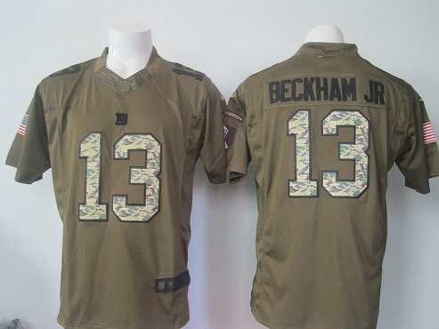 Men's New York Giants #13 Odell Beckham Jr Green Salute To Service 2015 NFL Nike Limited Jersey