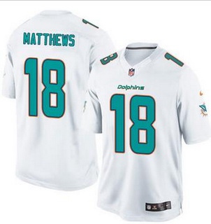 Men's Miami Dolphins #18 Rishard Matthews White Road NFL Nike Elite Jersey