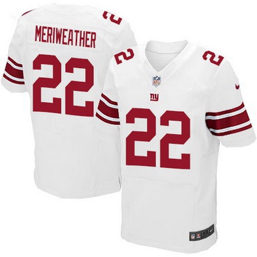 Men's New York Giants #22 Brandon Meriweather White Road NFL Nike Elite Jersey
