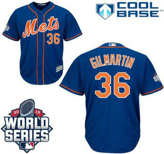 New York Mets #36 Sean Gilmartin lternate Royal Cool Base Jersey with 2015 World Series Participant Patch